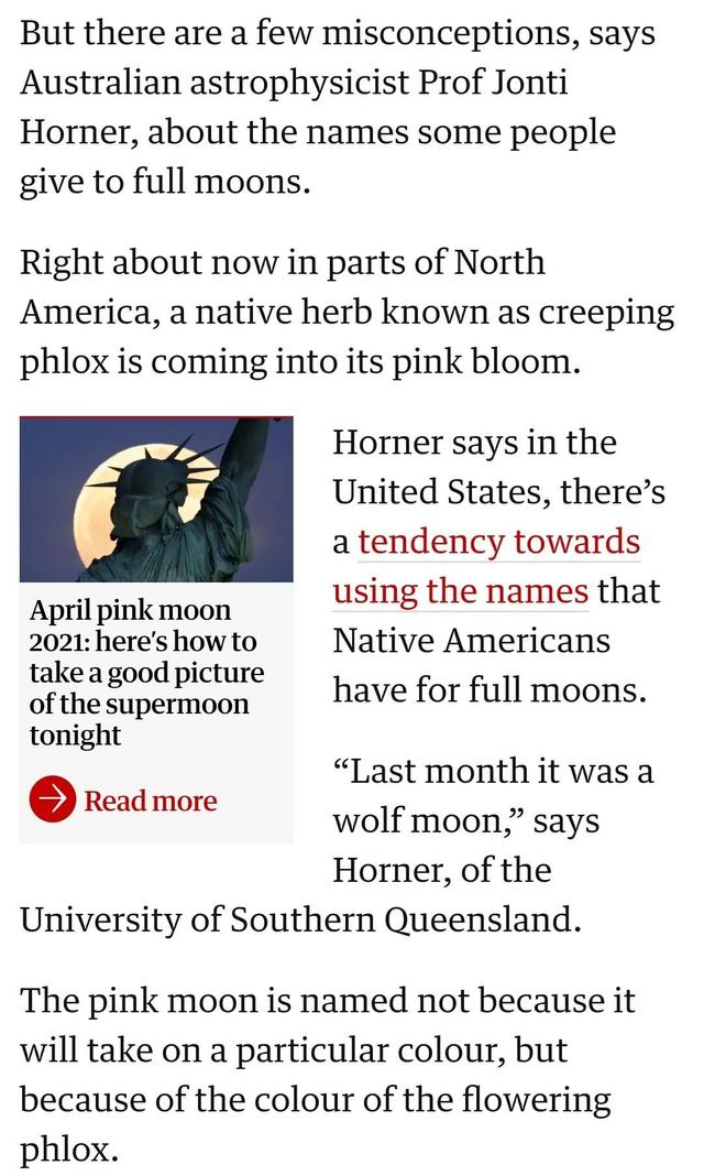 【读外刊,学英语】超级月亮PinkSupermoon的粉色竟是指一莳花!